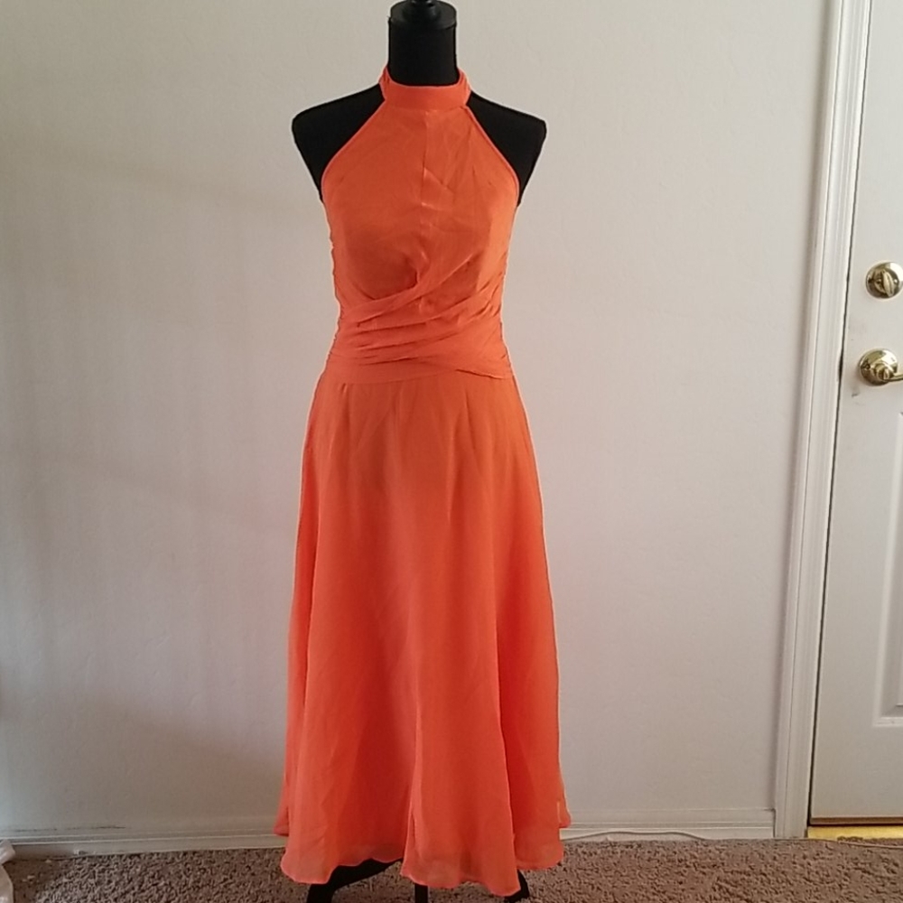 ASOS Orange Chiffon Halter Dress